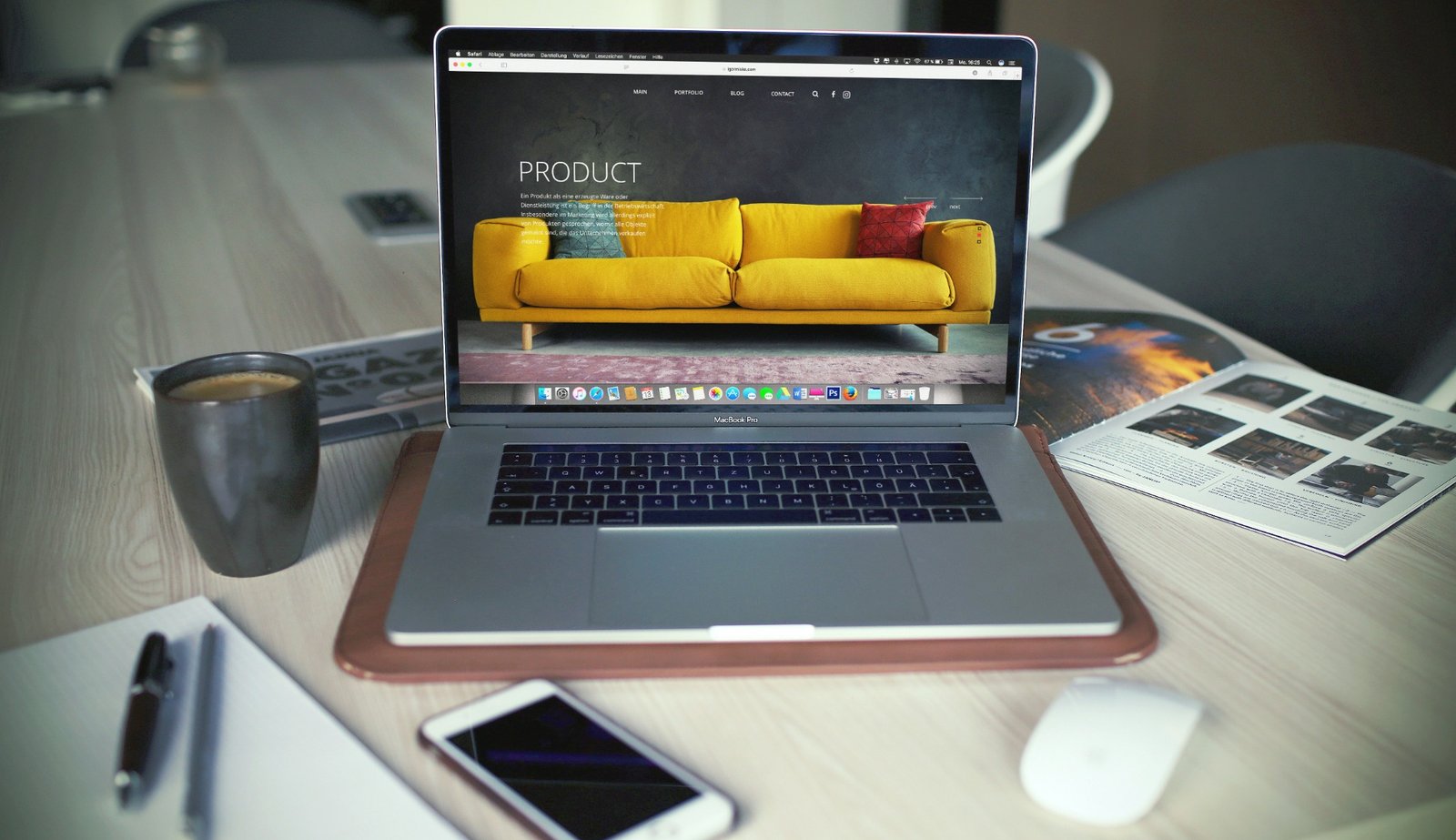 Template preview on a laptop
